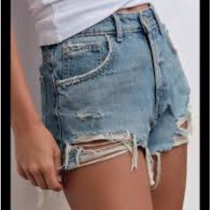 Zara The High Waist Short Distressed Jean Shorts
